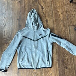 Nike Heather Gray Tech Hoodie with Black Accents